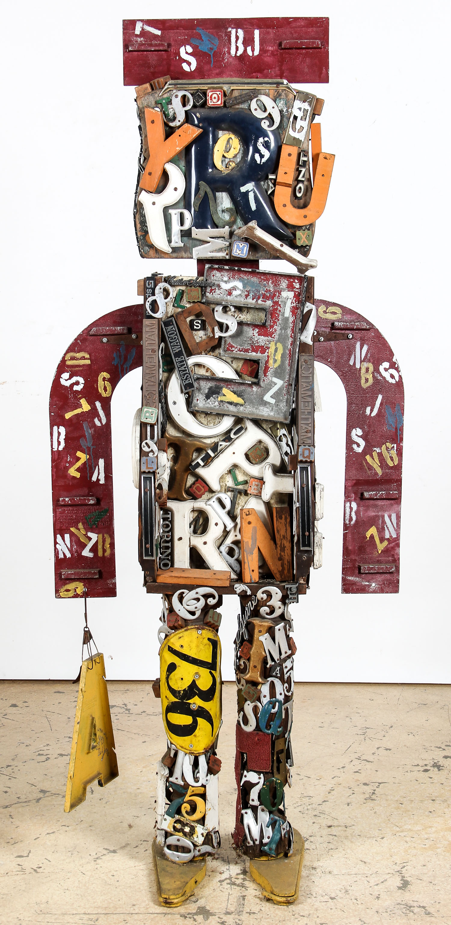 Bob Justin (American, 1941-2015) Found Object Assemblage Sculpture of life-size standing figure, - Image 3 of 5