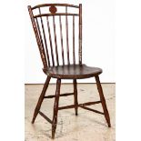 Antique Windsor Chair Stamped E.P. Rose. Early 19th C New Jersey. Size: 34.5" x 19" x 20" (88 x 48 x