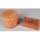 Burmese Lacquer Boxes. Consisting of a stacked tray box and a trinket box. Size: 7.5" x 8.5" x 8.