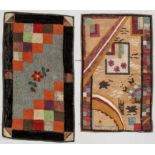 2 Antique American Hooked Rugs. Size: 2' x 3'4" (61 x 102 cm) and 2' x 3'6" (61 x 107 cm).