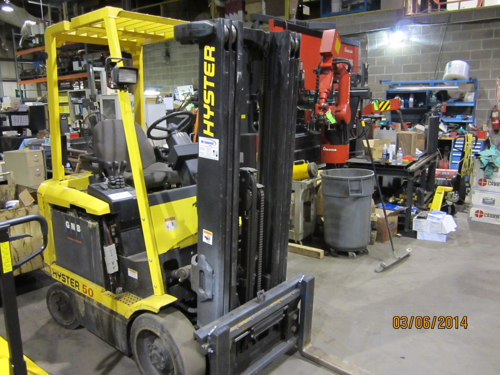 Hyster 5,000 Lb. Electric Forklift - Model E50XM, Serial F108V15805W, 4950 lb. capacity, side sfift, - Image 2 of 2