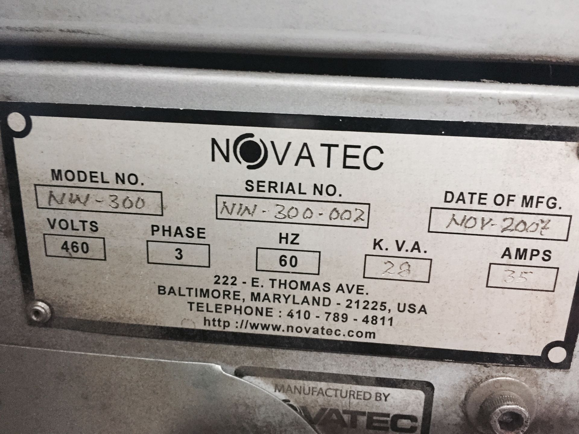 Novatec NW-300 Dryer: Manufactured 11/2007, 460v, With Novatec Hopper - *LOCATED IN ITASCA, IL - Image 5 of 8