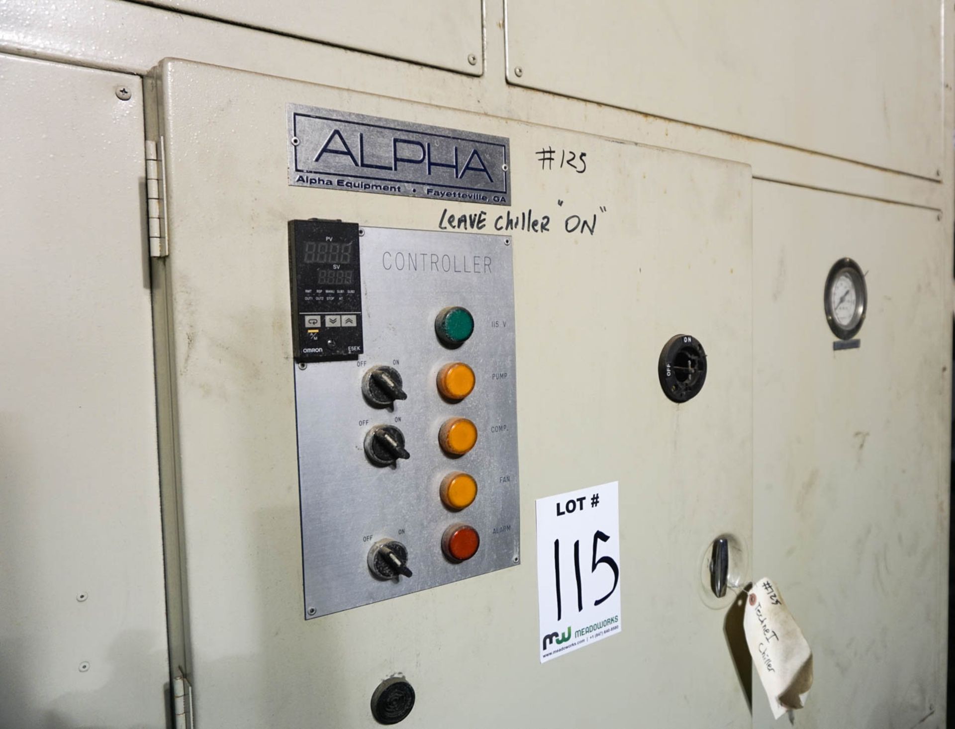 Alpha PCA/20 Chiller: 1992, 460v, 40-60 Deg. F, R-22 Refrigerant, Serial # 209112 - Image 2 of 7