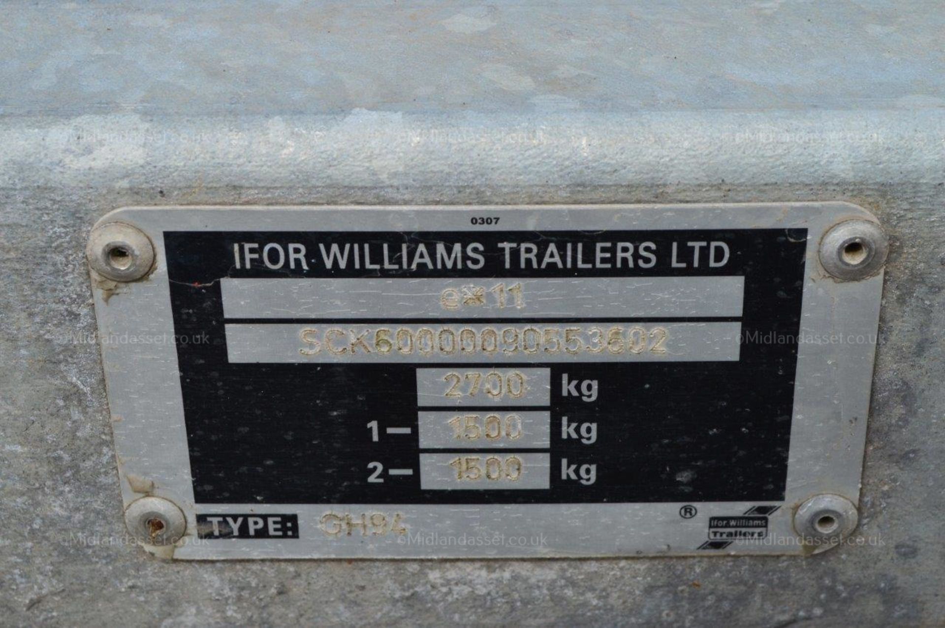 2009 IFOR WILLIAMS GH94 TWIN AXLE PLANT TRAILER WITH SPARE WHEEL - Image 8 of 12