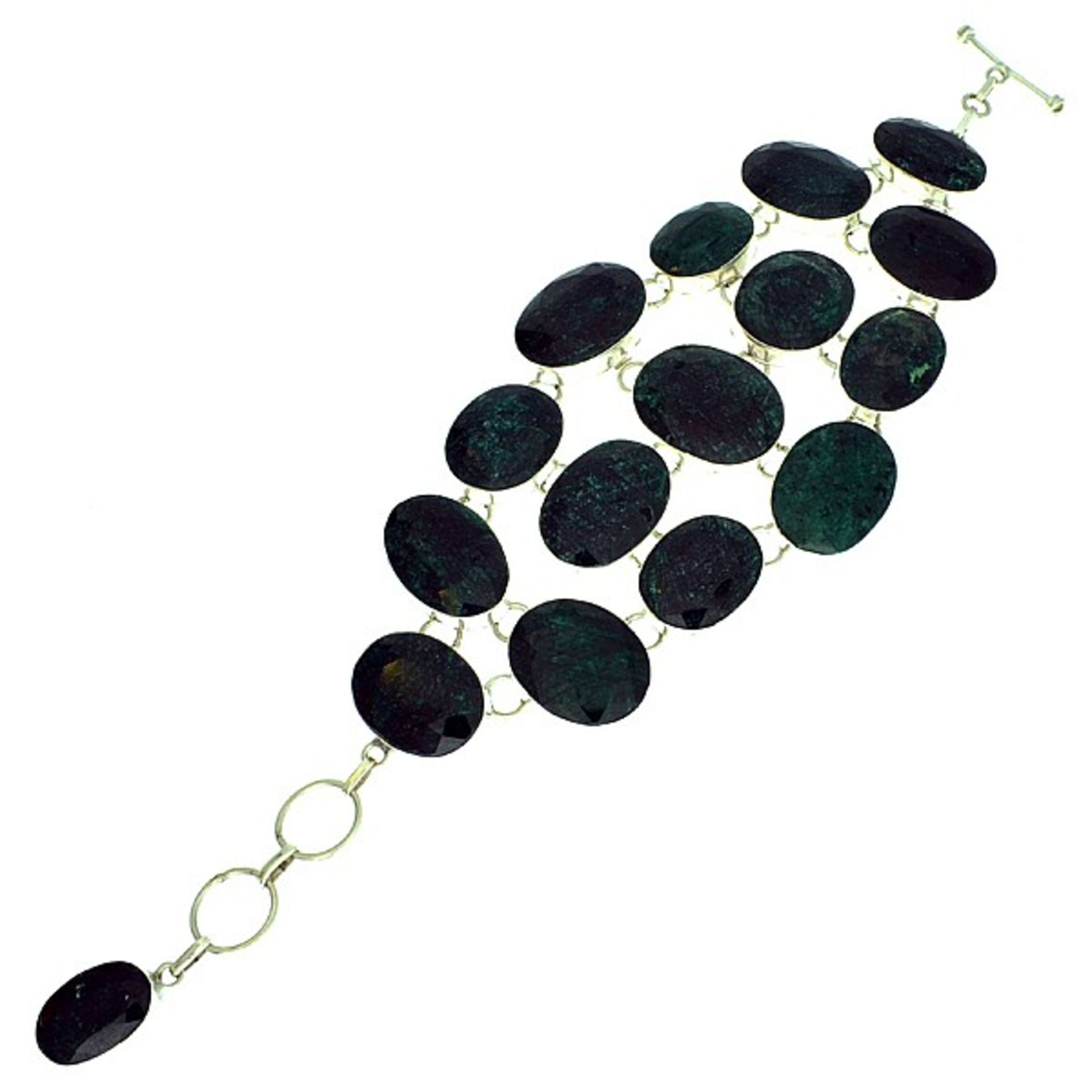 Designer Sebastian Sterling Silver Bracelet 16 x Mixed Cut Green Sapphire *PLUS VAT*