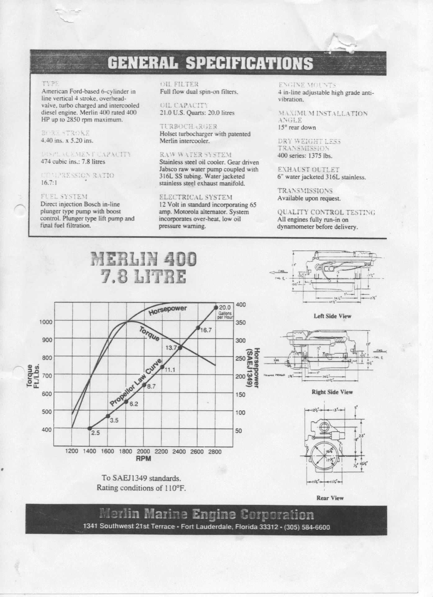 PAIR OF NEW MERLIN 7.8L 400 hp TURBO & INTERCOOLED MARINE DIESEL ENGINES - Image 9 of 9