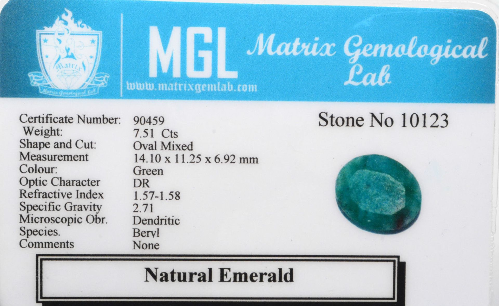 7.51 CT CERTIFIED NATURAL OVAL MIXED GREEN EMERALD LOOSE GEMSTONE - Image 3 of 3