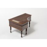 Precious wood sewing box in the shape of a piano on 5 feet. The white keys are in ivory. Music box