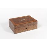 Palais Royal. Rectangular walnut sewing box.  The lid is decorated with a mother-of-pearl