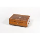 Palais Royal. Exceptional rectangular walnut burl lady traveling kit which contains 30 sewing