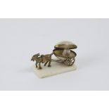 Palais Royal. Goat carriage with egg thimble holder. In golden metal and mother of pearl. On