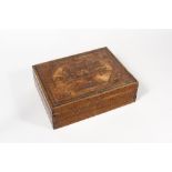 Rectangular box with a wooden structure covered in tortoise shell. Mother-of-pearl, ivory, tin and
