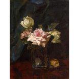 Hans Iten RUA (1874-1930) Still Life - Roses in a Glass Vase oil on canvas signed lower right 43¼