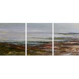 Mary Lohan (b.1954) Beach Morning Time, Co. Mayo -1999 oil on canvas triptych 45.7 x 106½cm (17.99 x