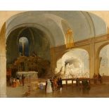 James Mahoney ARHA (1810-1879) The Church of St Roch, Paris oil on canvas extensively inscribed on a
