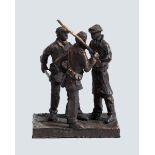 Jarlath Daly (b.1956) Hetching a Plan bronze - artist's copy signed 24 x 17 x 17cm (9 x 7 x 7in)