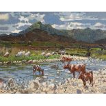 Maurice MacGonegal PPRHA (1900-1979) West of Ireland Landscape oil on canvas board signed lower