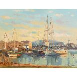 Liam Treacy RHA (1934-2005) Moored at the Quay oil on canvas signed lower right 35½ x 45½cm (14 x