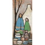 Markey Robinson (1918-1999) The Family gouache on board signed lower right 34 x 15½cm (13 x 6in)