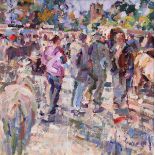 Arthur K. Maderson (b.1942) Evening, Tallow Horse Fair oil on panel signed lower right, signed &