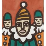 Markey Robinson (1918-1999) Three Clowns gouache on board signed lower right 38½ x 35cm (15 x