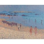 Desmond Carrick RHA (1928-2012) August Evening on Rusheen Beach, Inishbofin Island oil on board