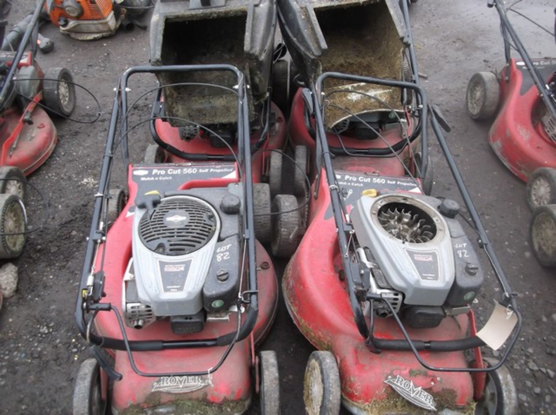 4 X ROVER SELF PROPELLED PETROL MOWERS C/W 2 X GRASS BOXES