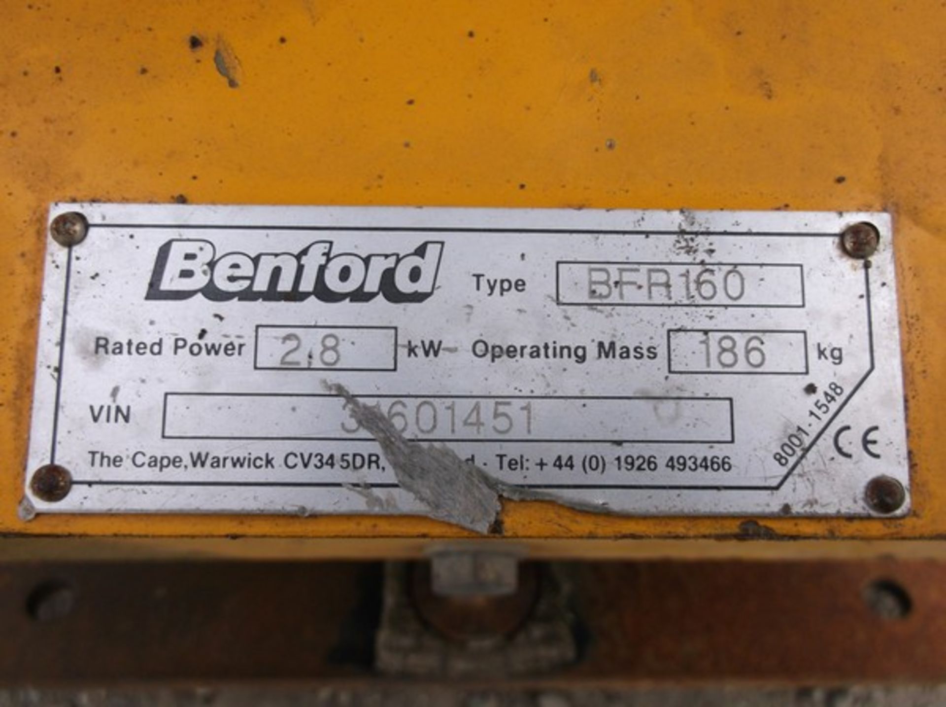 BENFORD BFR 160 FORWARD/REVERSE PLATE, SN 203 31601451 - Image 2 of 2