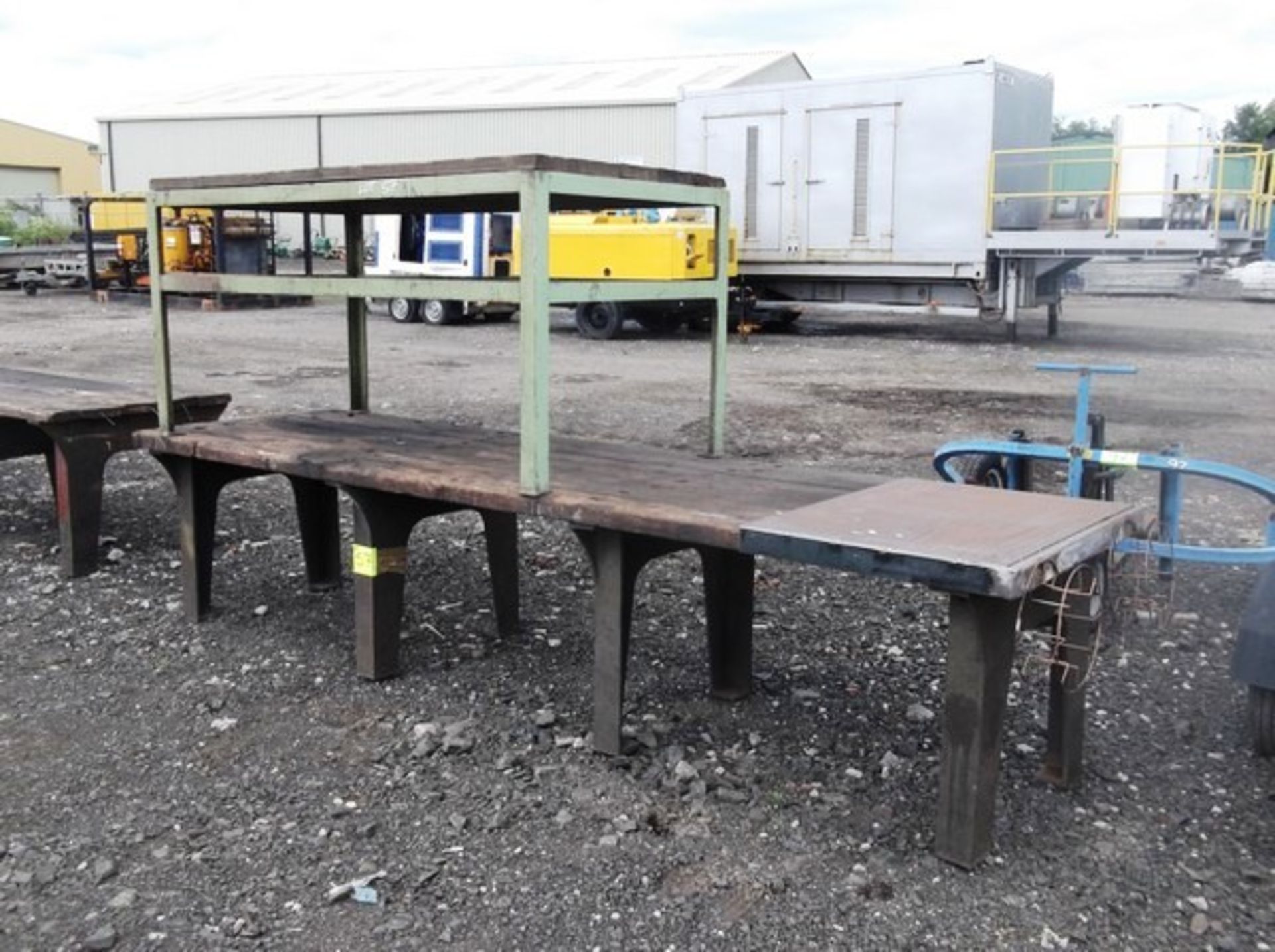 HEAVY DUTY 11'X3' WORKSHOP BENCH WITH 6'X3' METAL FRAMED BENCH