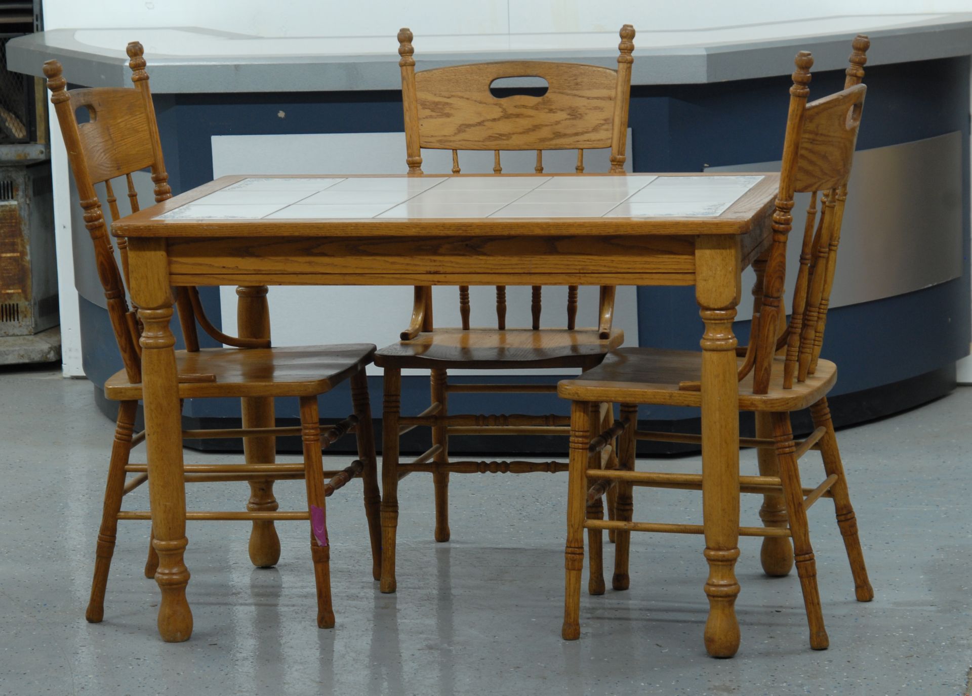 44" x 29" x30" Wooden Kitchen Table with 3 Wooden Chairs