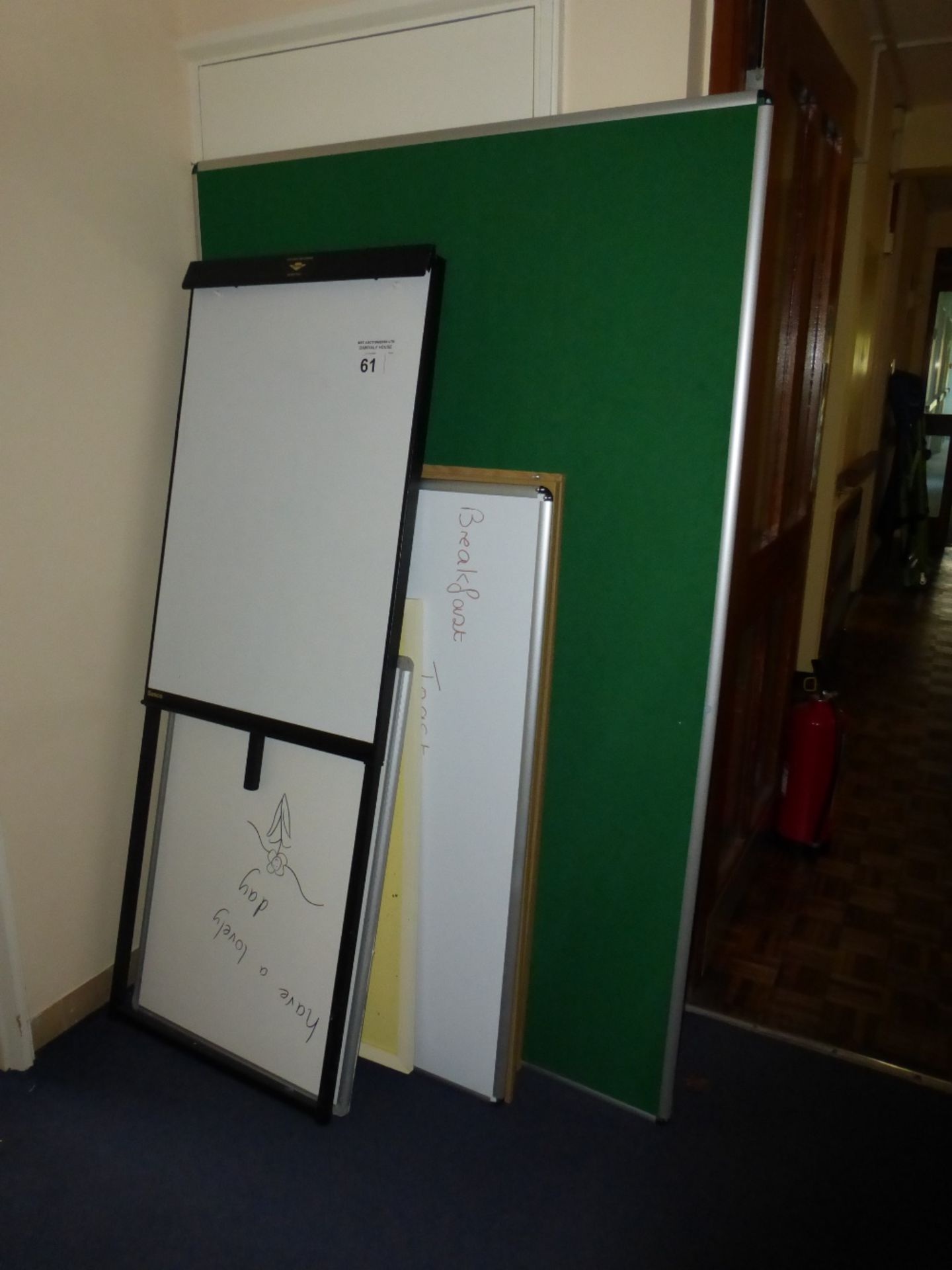 A quantity of miscellaneous white boards, pin boards and notice boards etc (located in corridor)