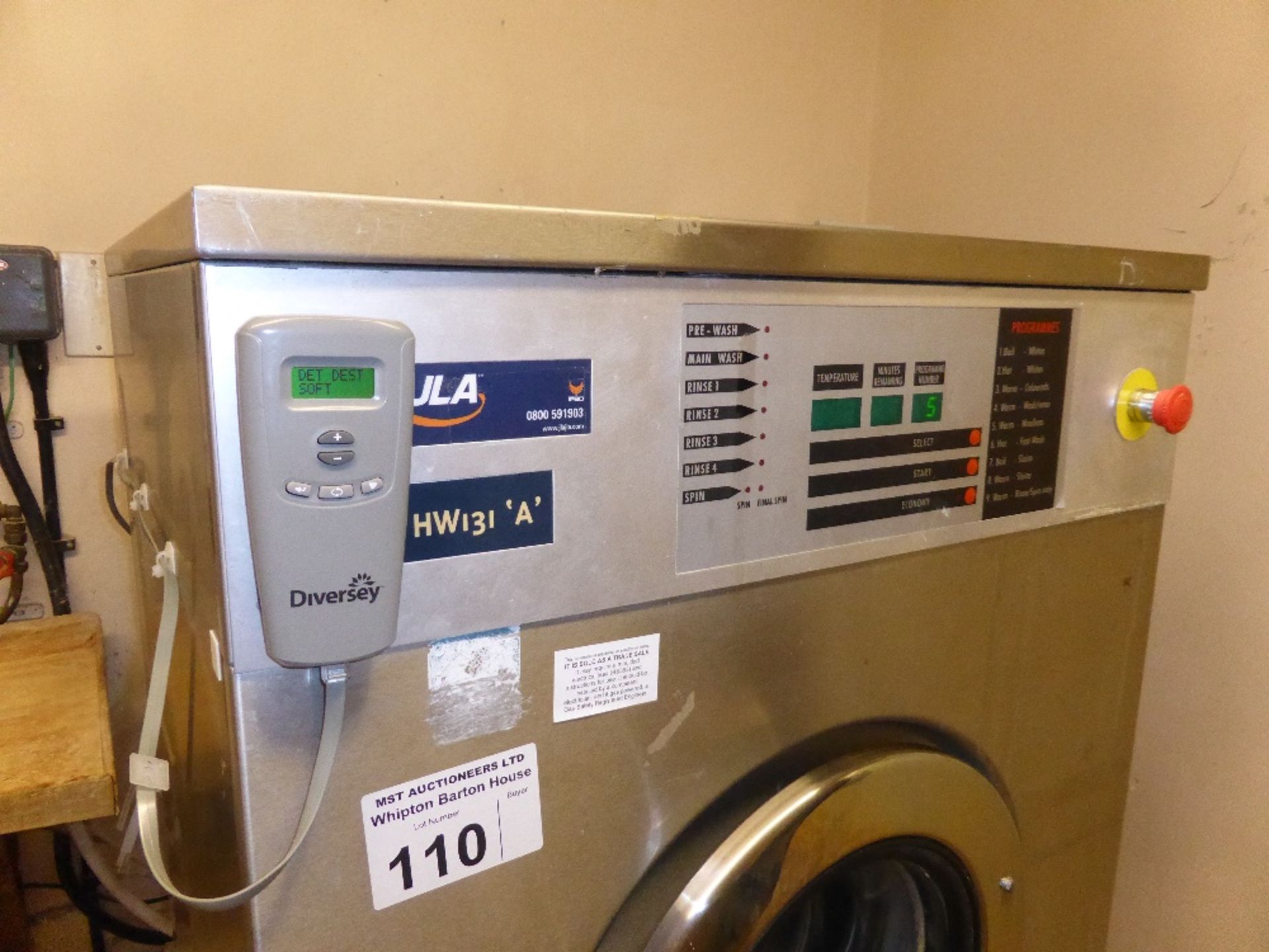 1 JLA stainless steel 3 phase commercial washing machine type:HW13A with Diversey L5000plus - Image 4 of 4