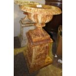 NV- A pair of decorative classical design cast iron garden urns