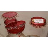 NV- 3 decorative cranberry glass bowls