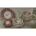 NV- a small qty. decorative pink lustre tea ware