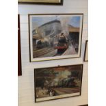 NV: 2 framed railway prints by Philip D Hawkins together with a small limited edition train print