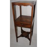 NV- a small mahogany three tier washstand with a small drawer