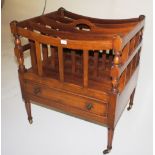 NV- a reproduction mahogany Canterbury/magazine rack with a small drawers under