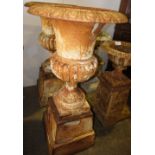 NV- A pair of decorative classical design cast iron garden urns