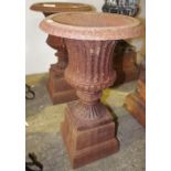 NV- A pair of decorative classical design cast iron garden urns