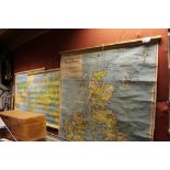 NV: 3 old Philips school room wall maps comprising of Great Britain / Ireland, Europe & Asia