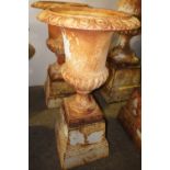 NV- A pair of decorative classical design cast iron garden urns