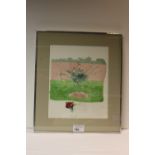 NV: 1 framed original water colour “Khajuraho Rose-Tree” by Patrick Procktor R.A Purchased by Lord