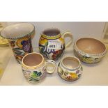 NV- 5 pieces of misc. floral decorated Poole pottery ware