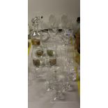 NV- 2 glass decanters and qty. of misc. drinking glasses