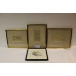 NV: 4 framed limited edition signed etchings by Andrew Lawson