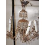 NV- 2 similar highly decorative multi arm glass electric chandeliers with cut glass droplets