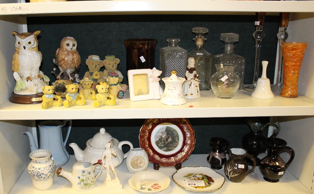 NV- 2 shelves of misc. chinaware, glassware and ornaments etc