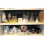 NV- 2 shelves of misc. chinaware, glassware and ornaments etc