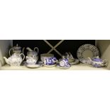 NV- 1 shelf of misc. and decorative blue and white china ware